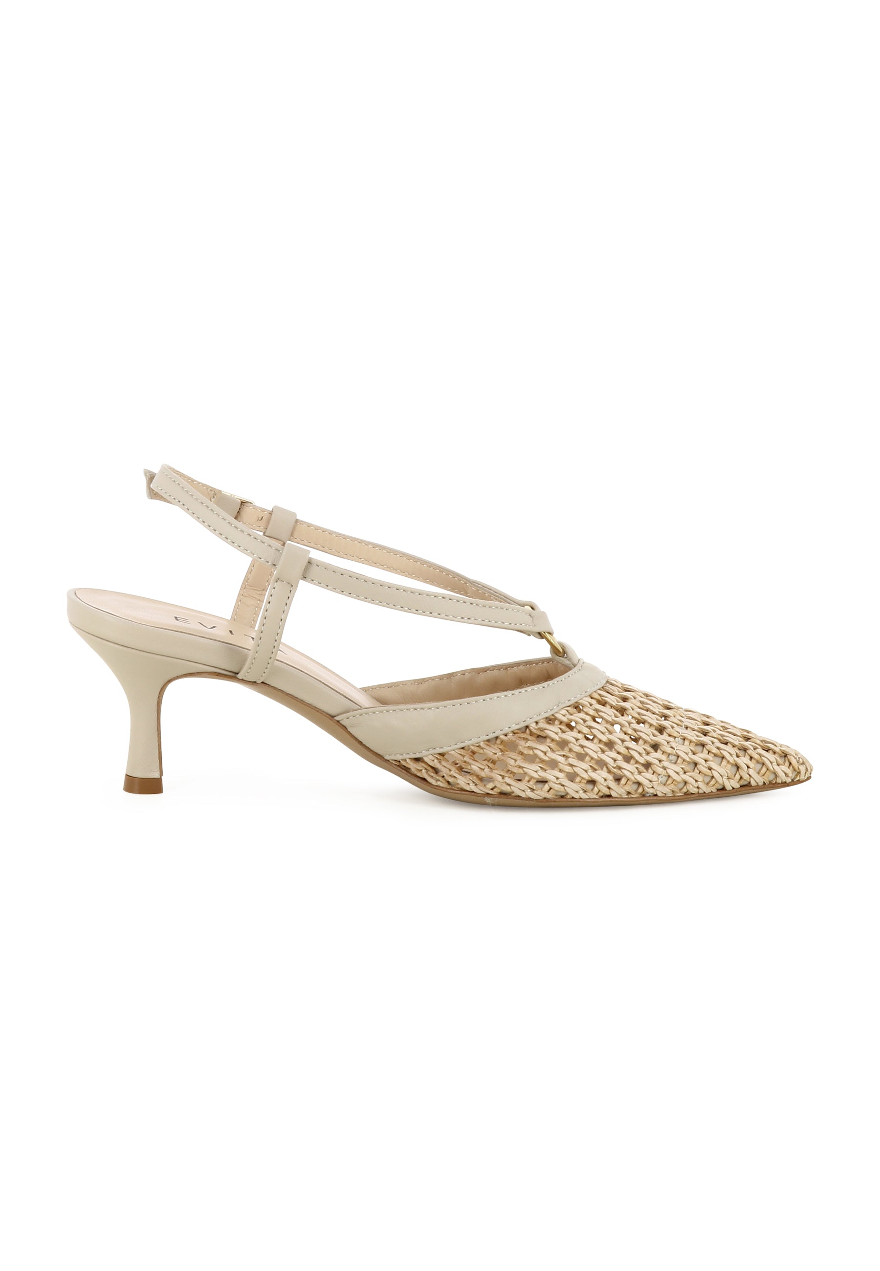 PERLA Damen Sling Pumps  -  Raffia Hellbeige