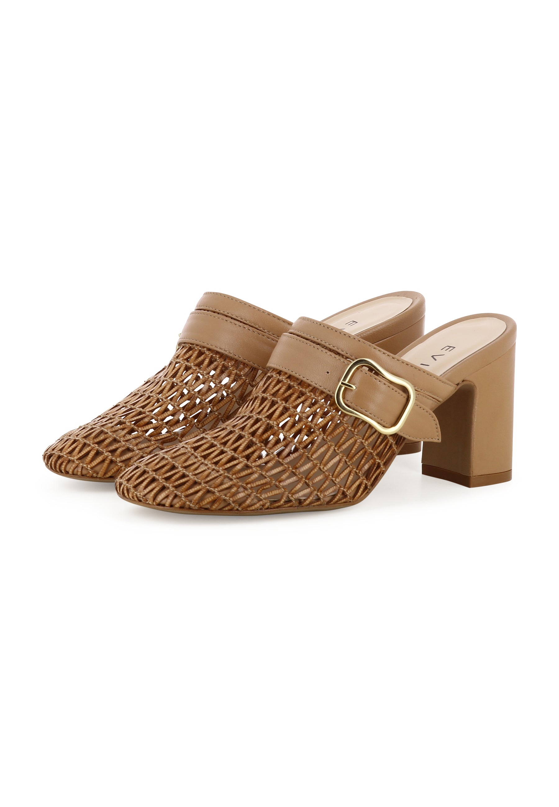 TABEA Damen Pantolette  -  Raffia Braun