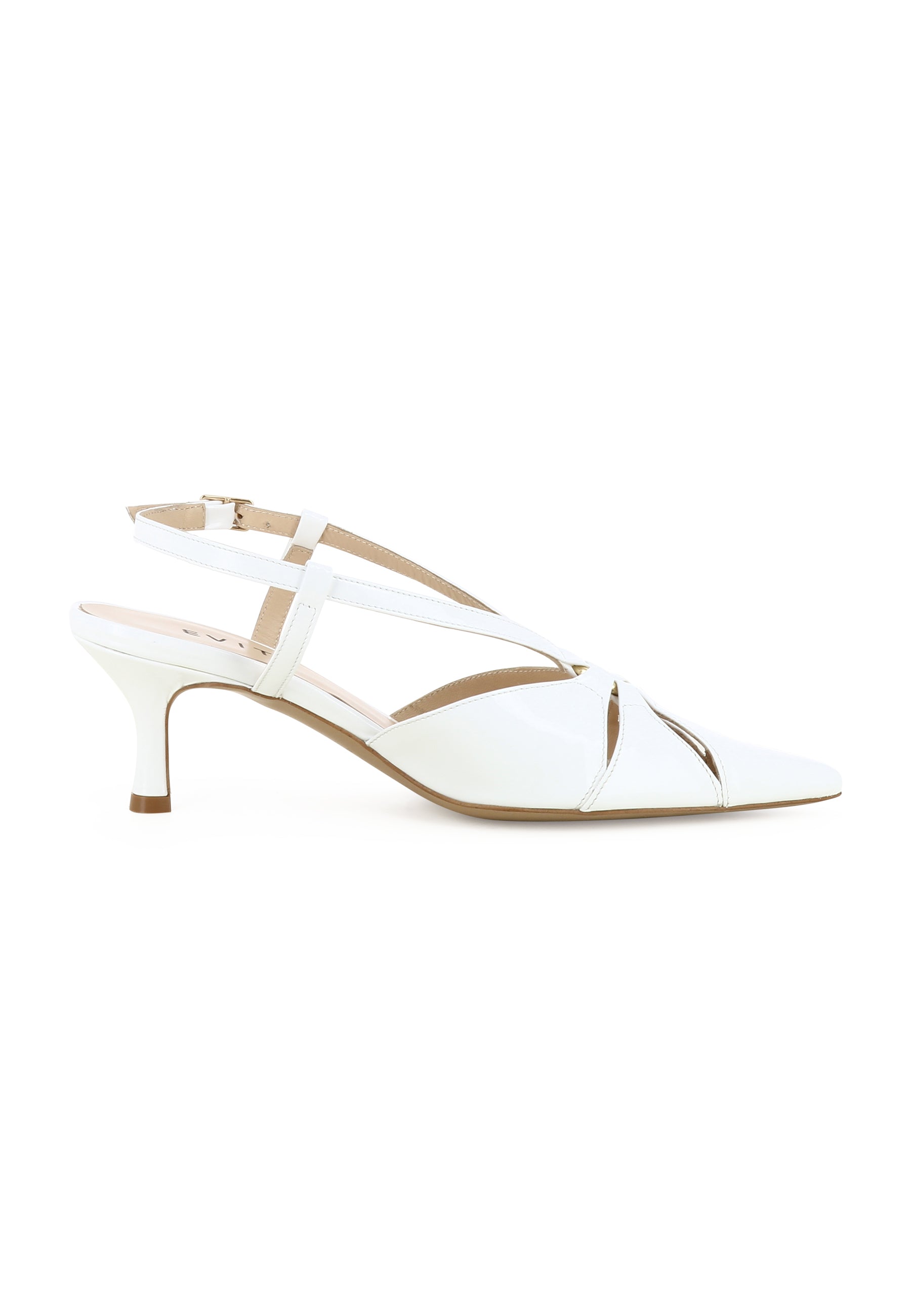 PERLA Damen Sling Pumps  -  Lackleder Weiß