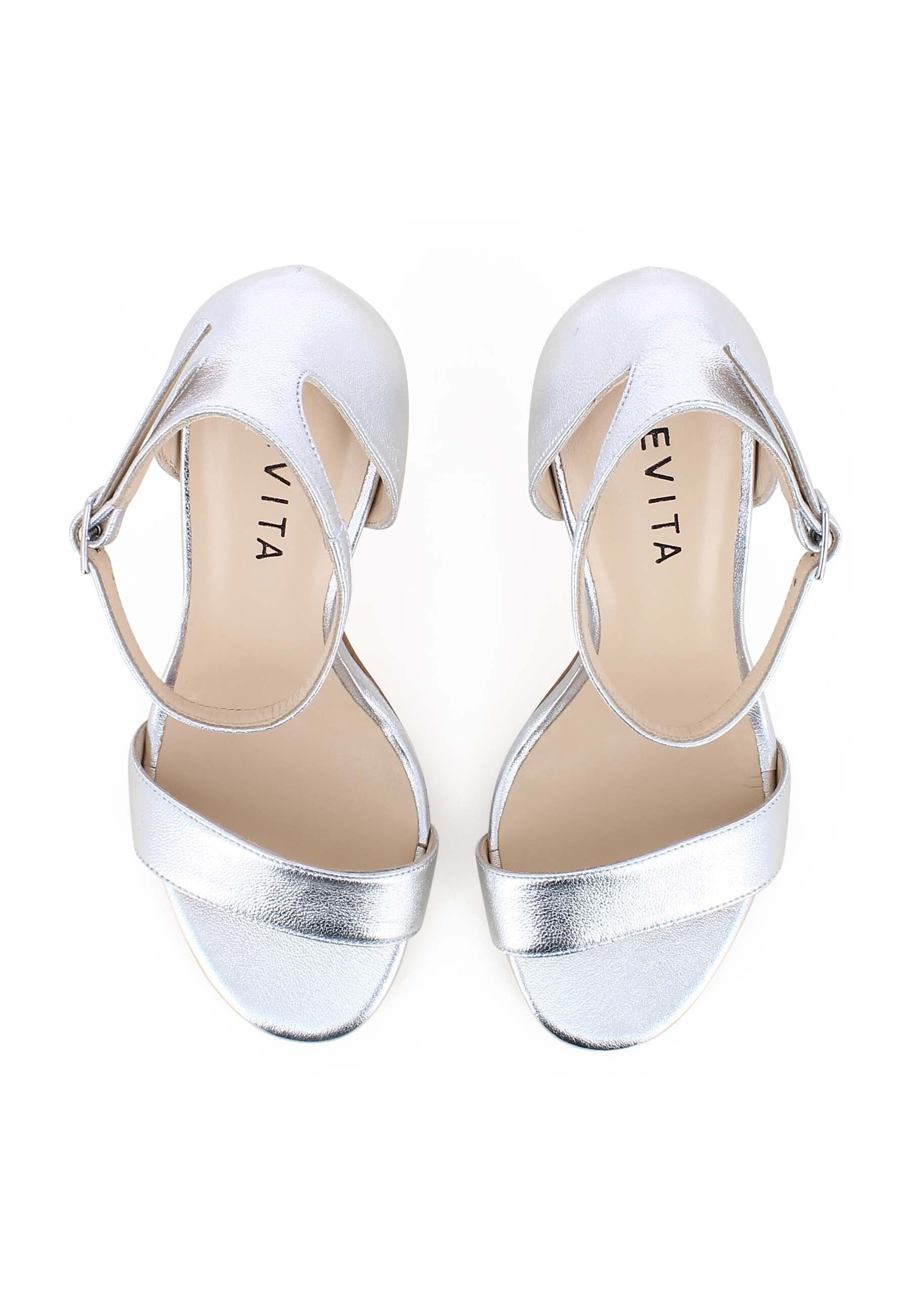 EVA Damen Sandalette  -  Glattleder Silber