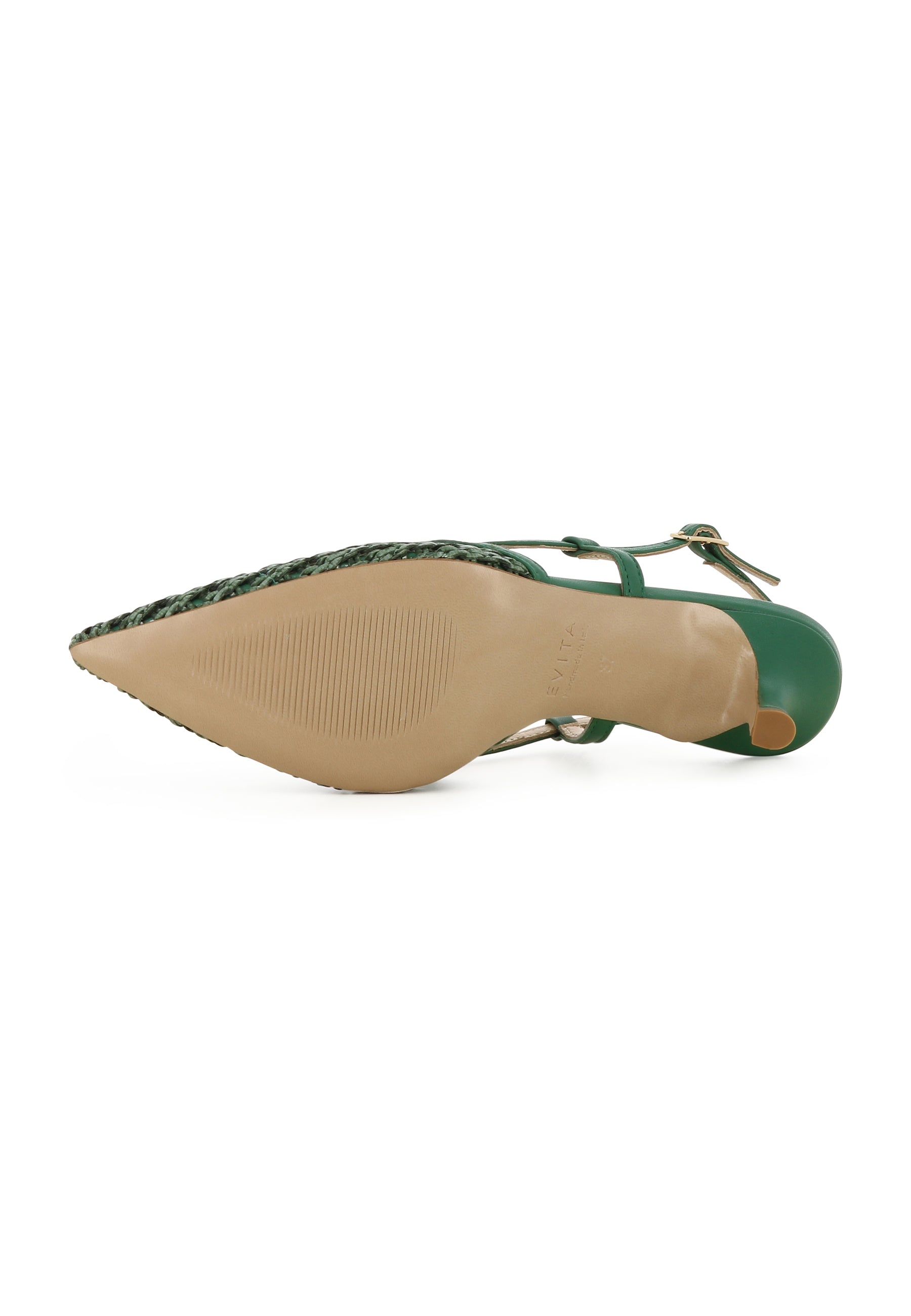 PERLA Damen Sling Pumps  -  Raffia Grün