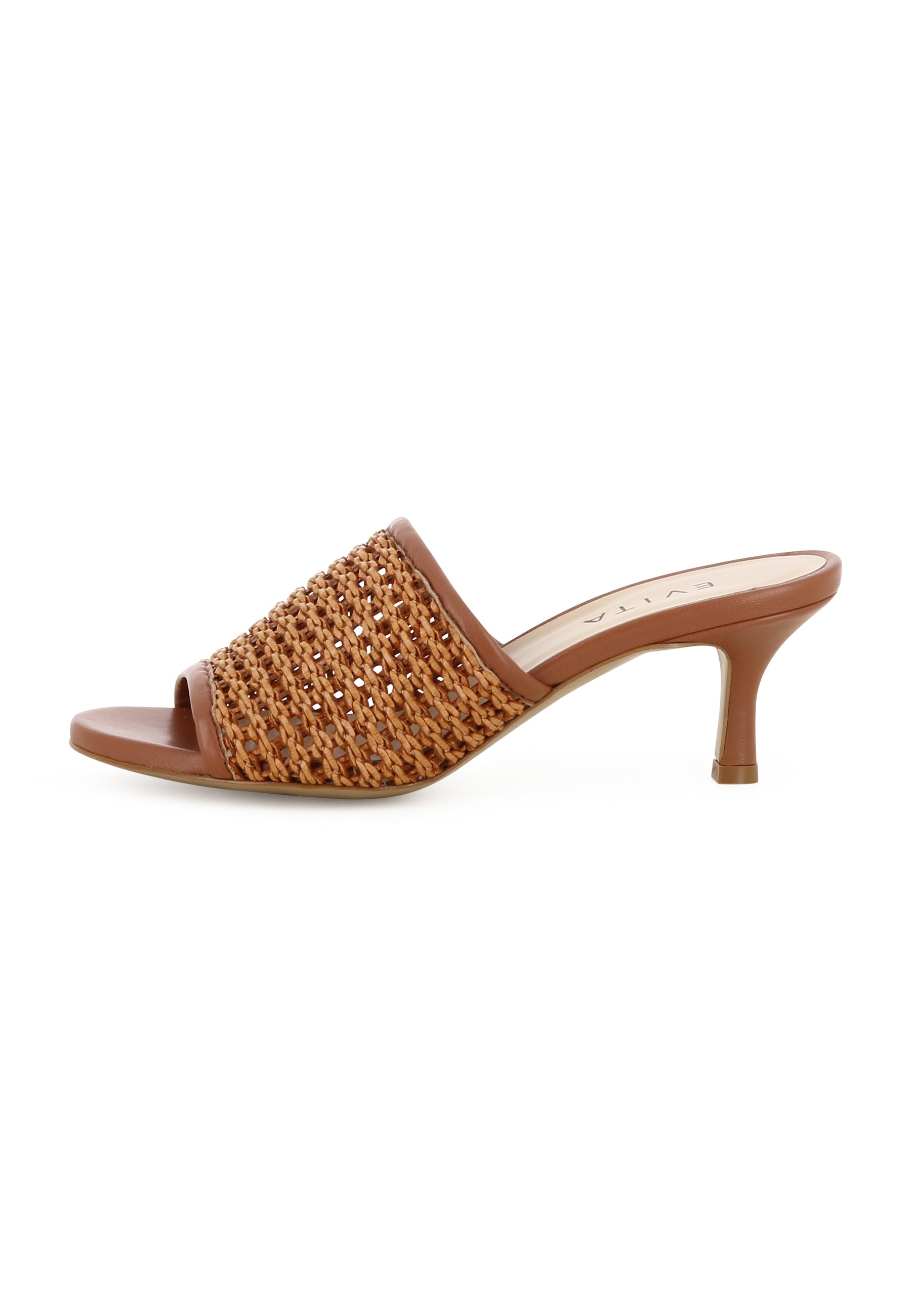ADRIANA Damen Pantolette  -  Raffia Braun