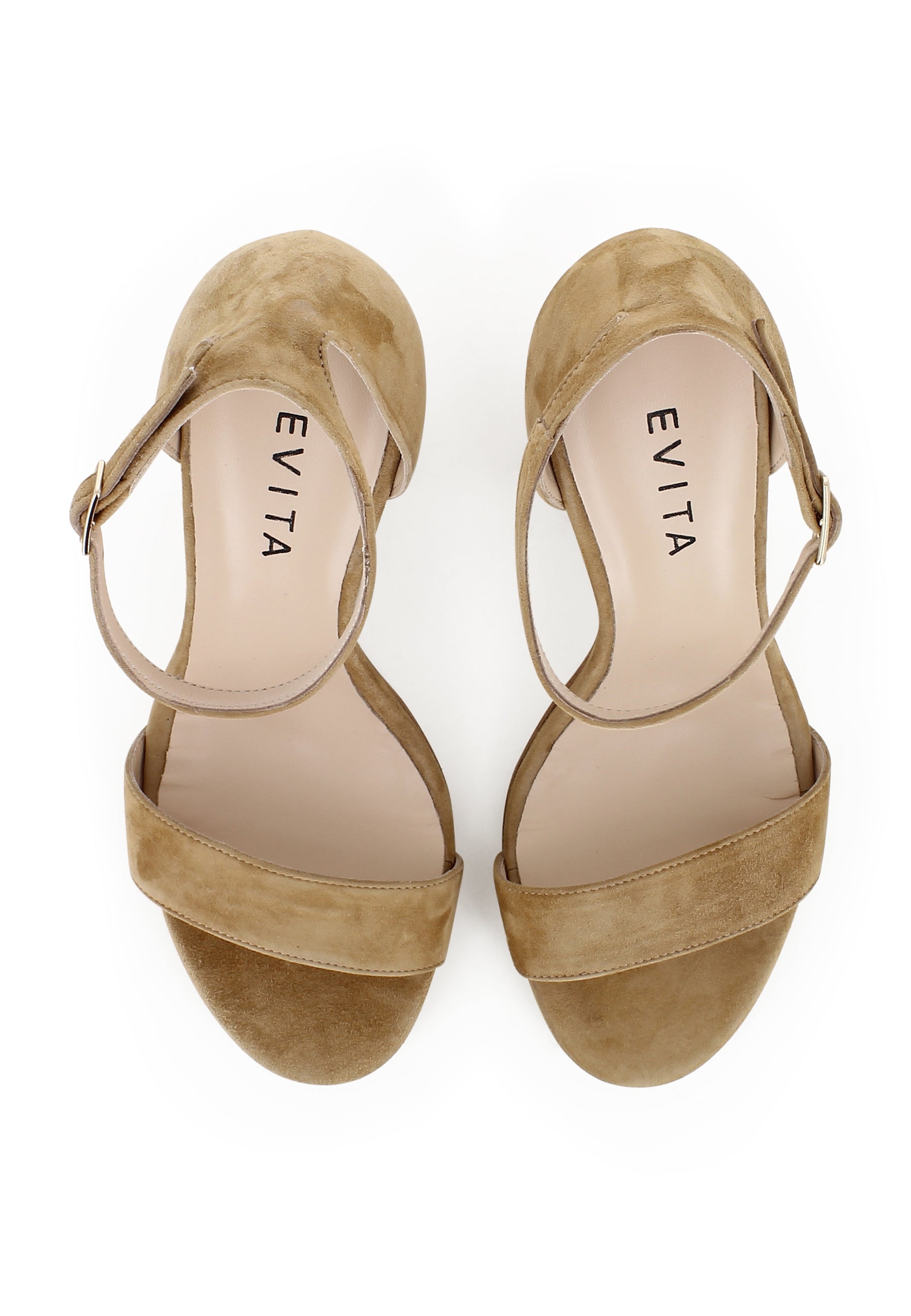 EVA Damen Sandalette  -  Rauleder Hellbraun
