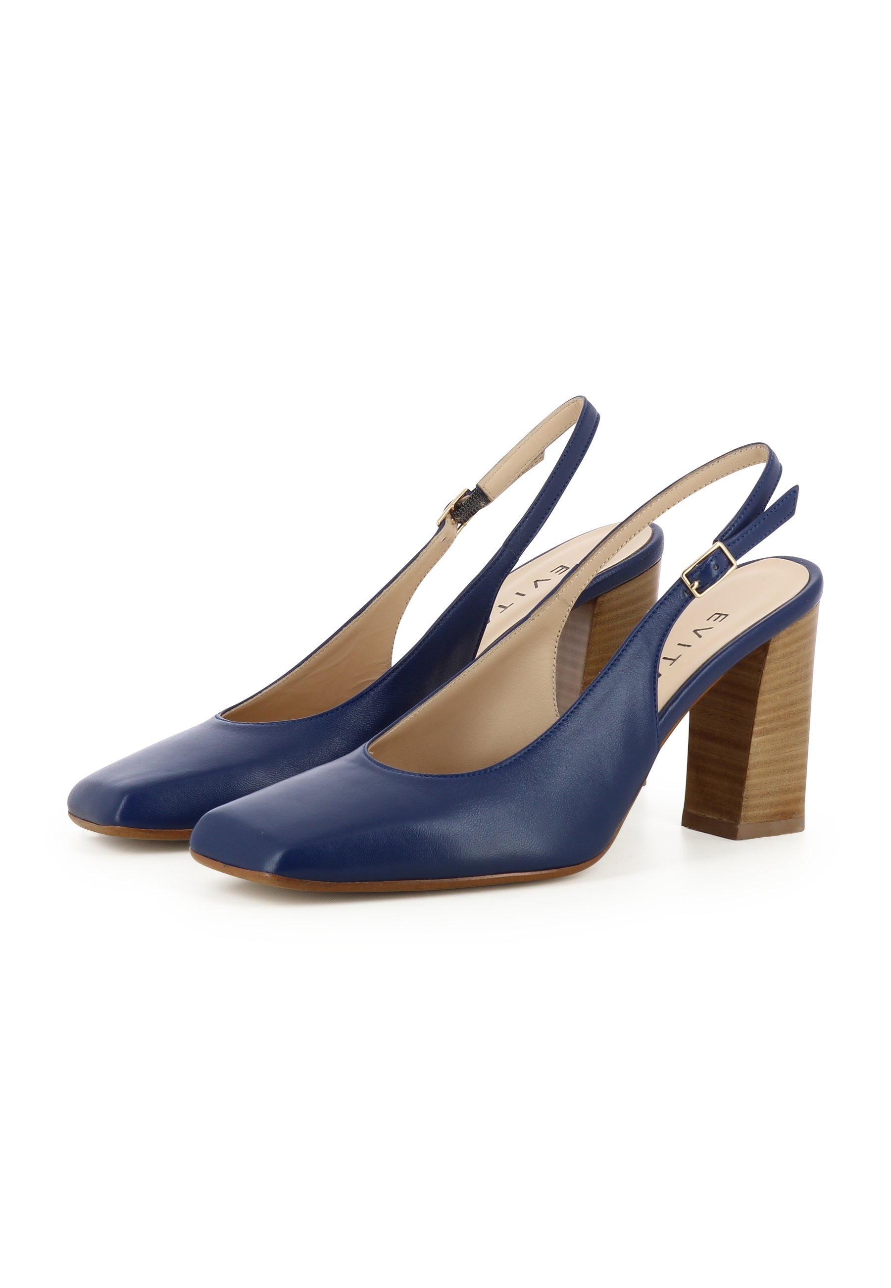 IRENE Damen Sling Pumps  -  Glattleder Dunkelblau